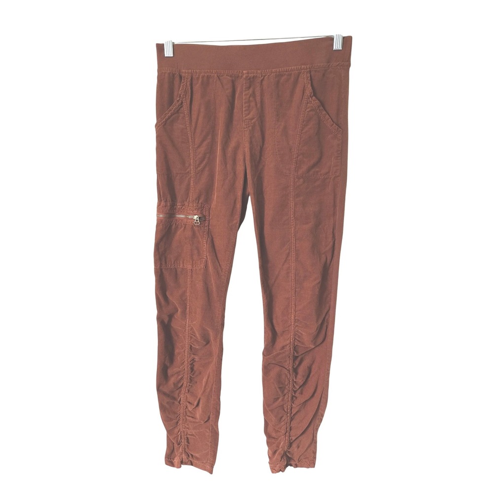 XCVI Wearables Womens Medium Rust Brown Corduroy Ruched Cargo Bohemian Lagenlook